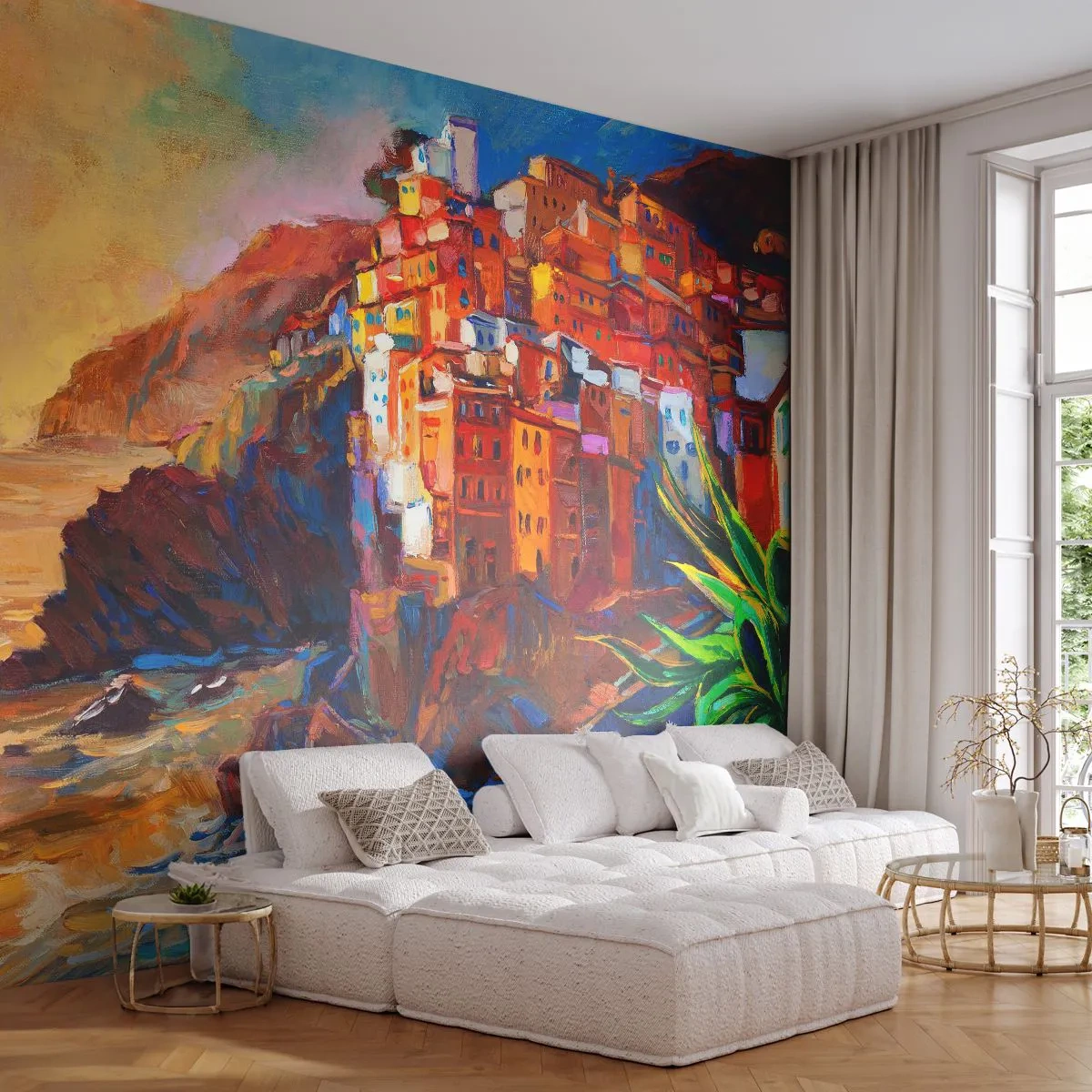 Self-Adhesive Photo Wallpaper Deluxe Sticker - Italian Vibes - Landscape, Architecture, Sea Coast - 400x280 cm