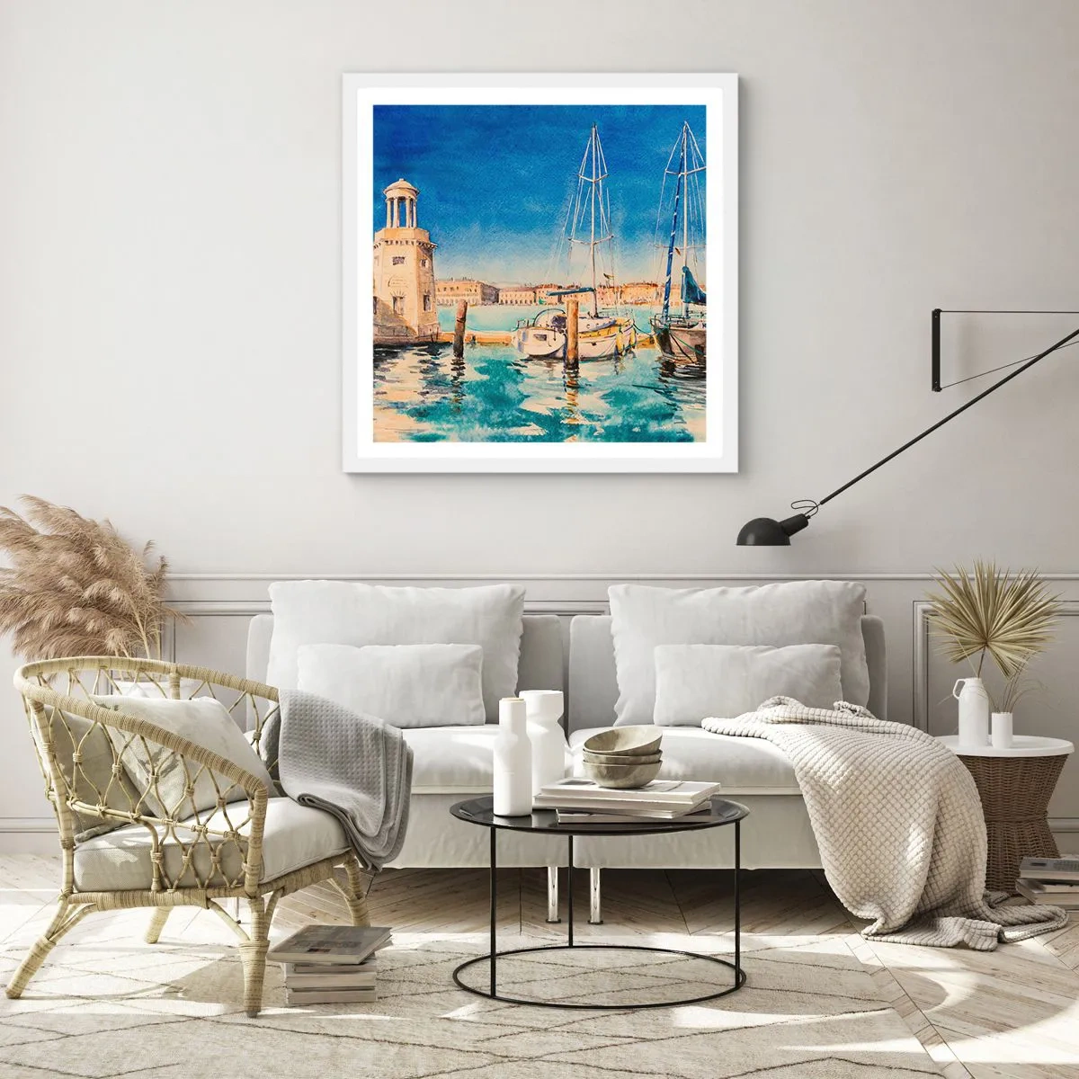Poster in white frmae - Sunny Lagoon - 60x60 cm