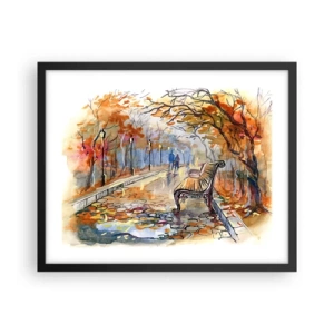 Poster in black frame - Walking together into Autumn - 50x40 cm