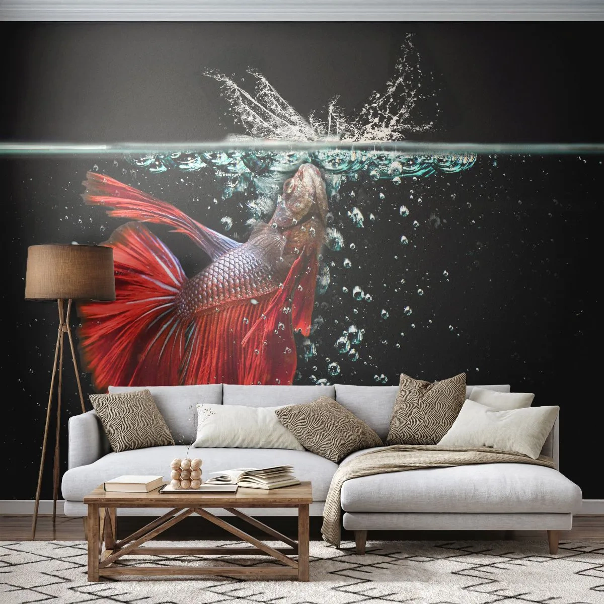 Self-Adhesive Photo Wallpaper Deluxe Sticker - You Have Three Wishes - Abstraction, Aquarium, Fish - 100x70 cm