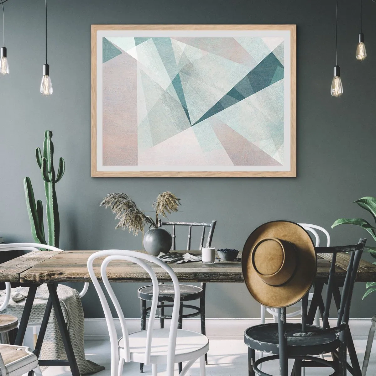 Poster in light oak frame - Calmly but Dynamically - 50x40 cm