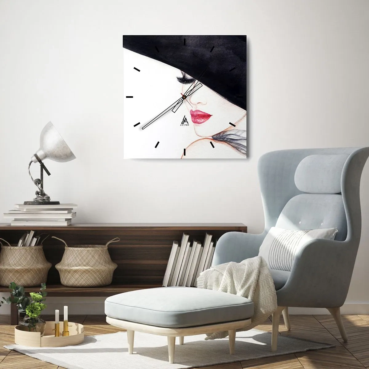 Wall clock - Clock on glass - Elegance and Sensuality - 40x40 cm