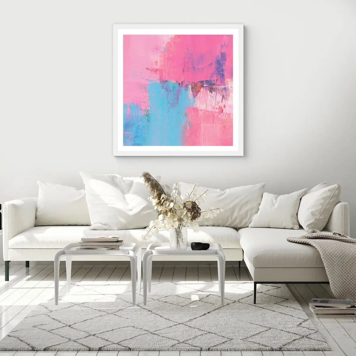 Poster in white frmae - Pink, Blue and a Pinch of Light - 40x40 cm