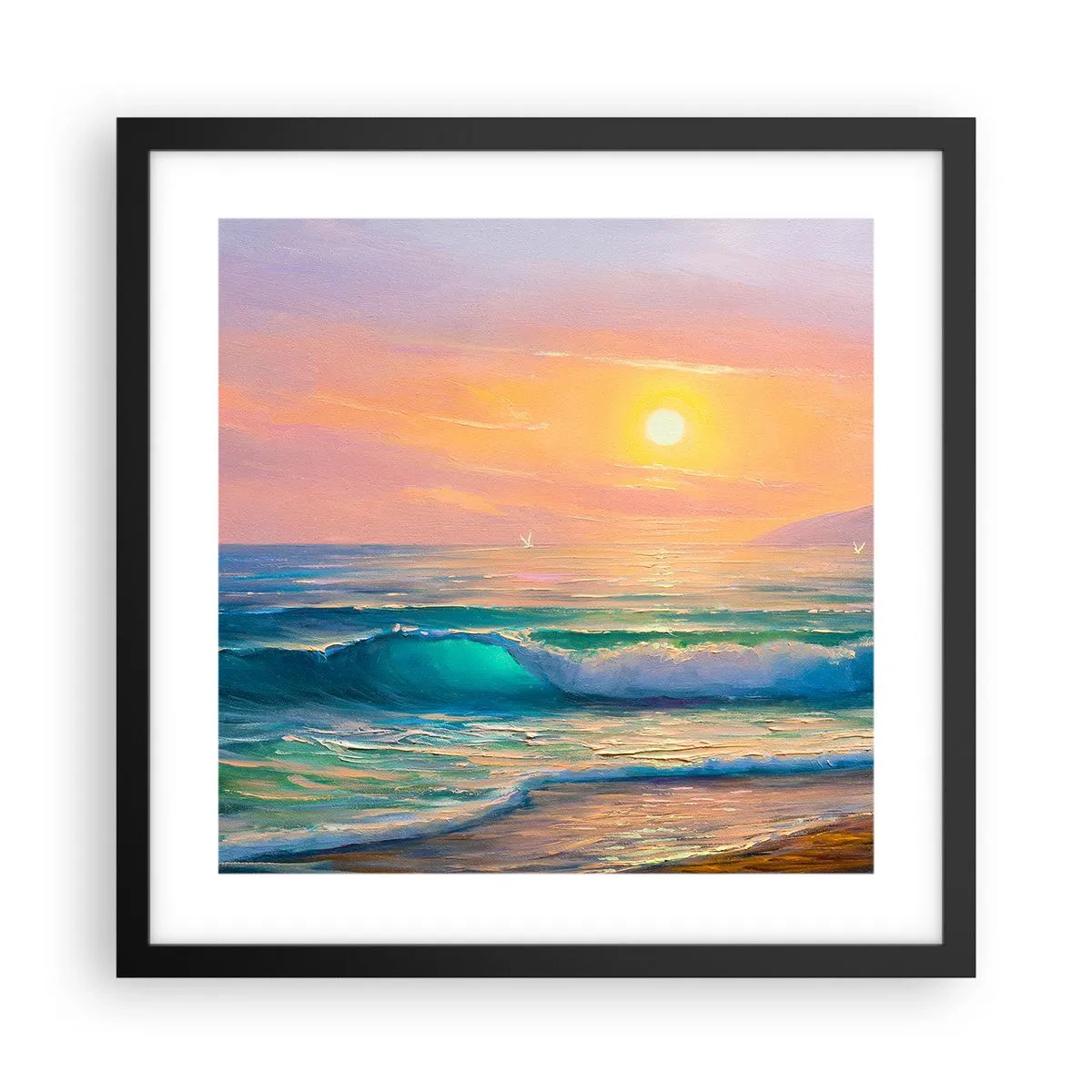 Poster in black frame - Turquoise Song of the Waves - 40x40 cm