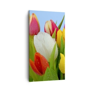 Canvas picture - Floral Rainbow in Dew Drops - 45x80 cm