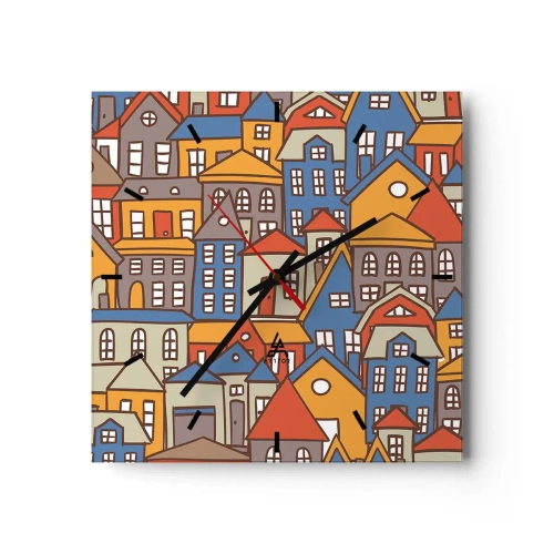 Wall clock - Clock on glass - House after House - 30x30 cm