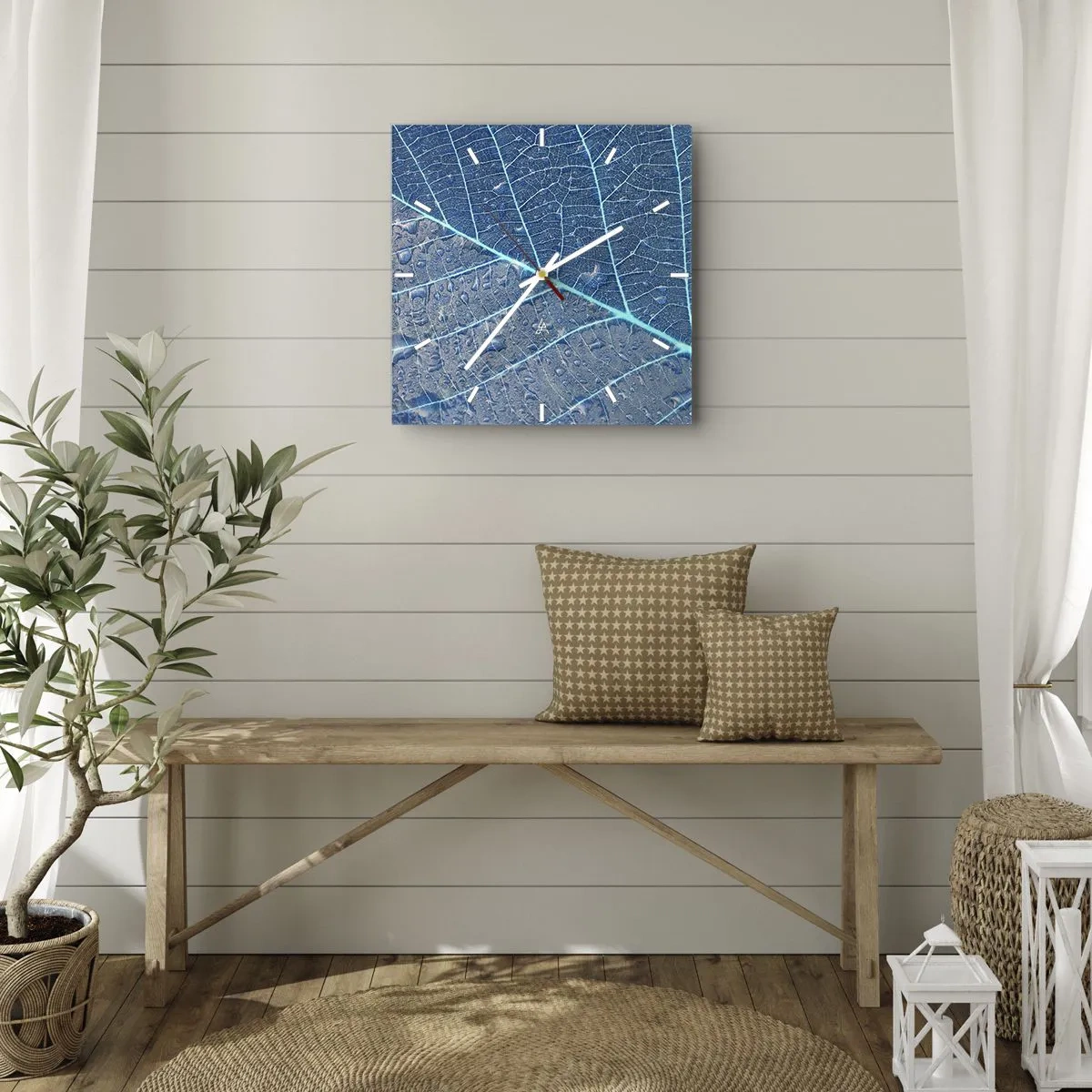 Wall clock - Clock on glass - Life in the Blue - 30x30 cm