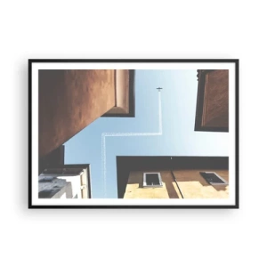Poster in black frame - Above City Maze - 100x70 cm