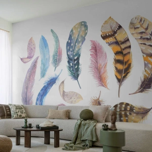 Photo Wallpaper Premium Sand - Light As a Feather - Bird feathers, Birds, Graphics - 350x256 cm