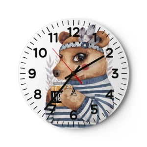 Wall clock - Clock on glass - Sweet Lady Bear - 30x30 cm