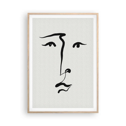 Poster in light oak frame - Portrait with One Stroke - 70x100 cm