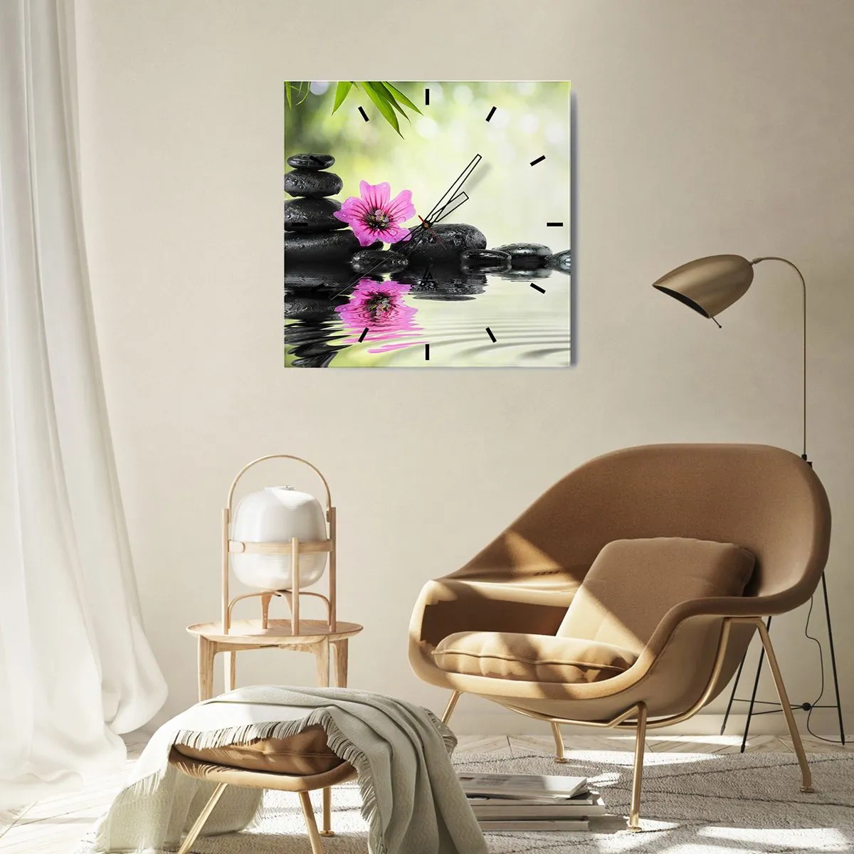 Wall clock - Clock on glass - Time for the Soul - 40x40 cm