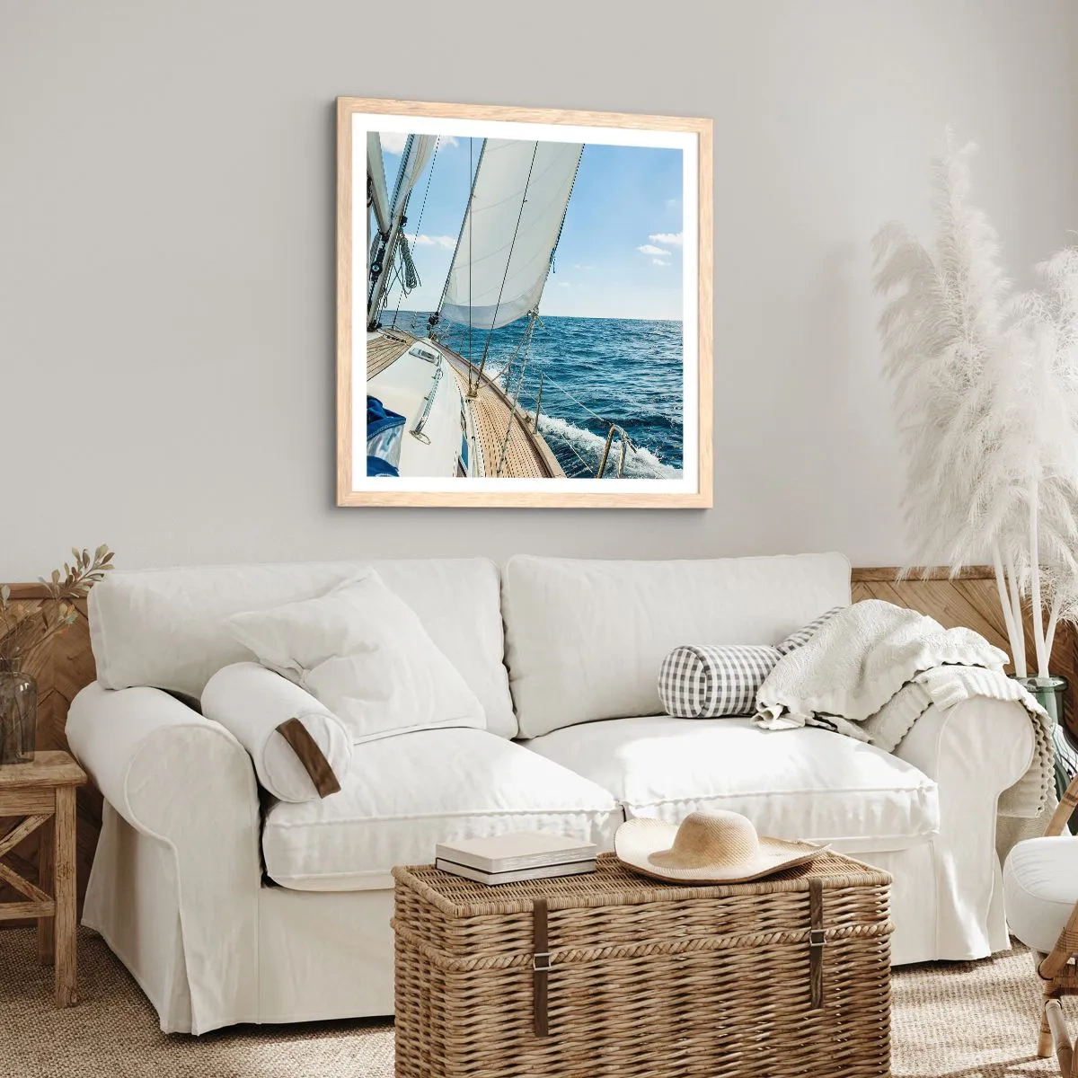 Poster in light oak frame - Ahoy, Adventure - 60x60 cm