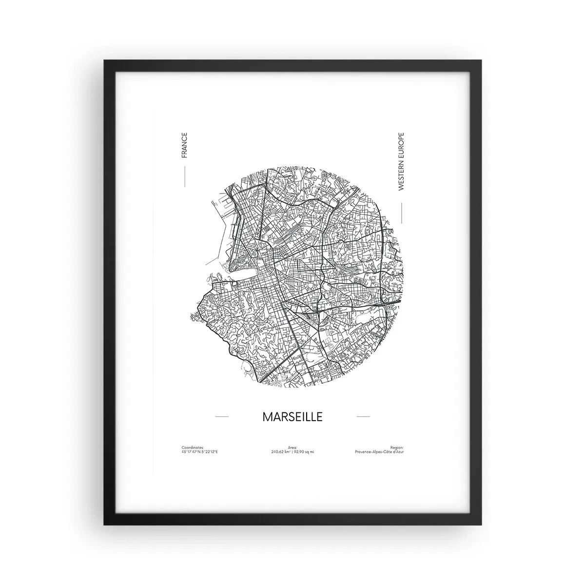 Poster in black frame - Anatomy of Marseille - 40x50 cm