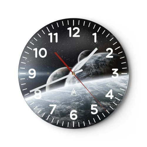 Wall clock - Clock on glass - Space Music of Spheres - 30x30 cm