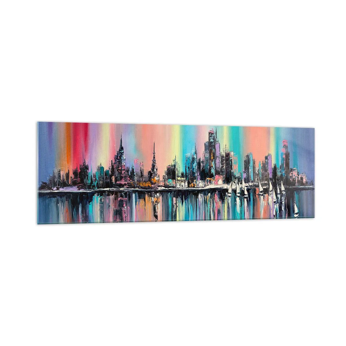 Glass picture - Run down with Night Lights - 160x50 cm