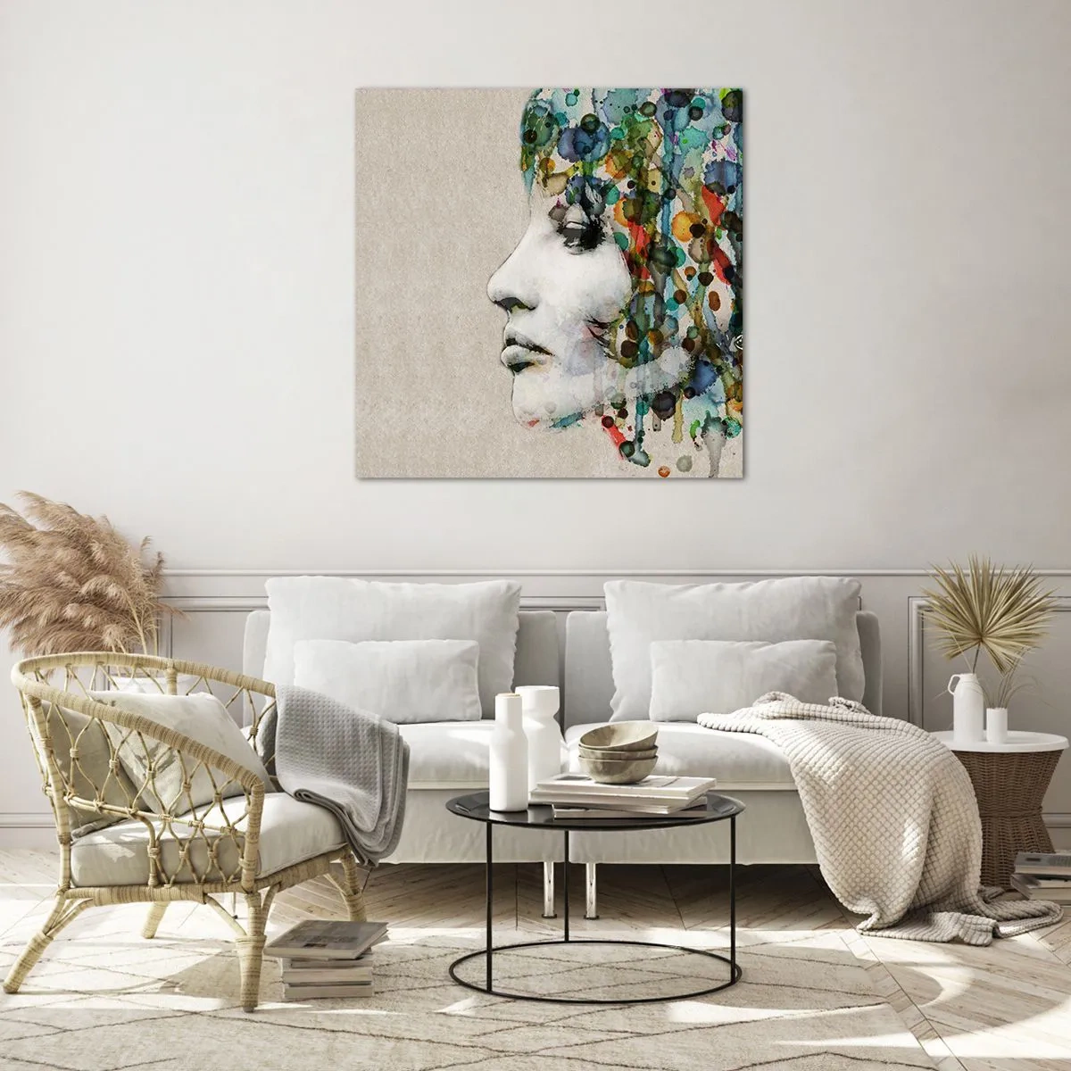 Glass picture - Emerged from Greyness - 70x70 cm