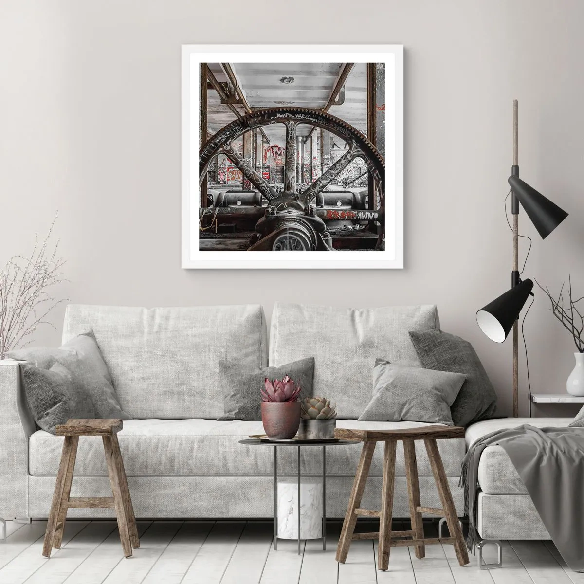 Poster in white frmae - Secret Life of a Factory - 30x30 cm