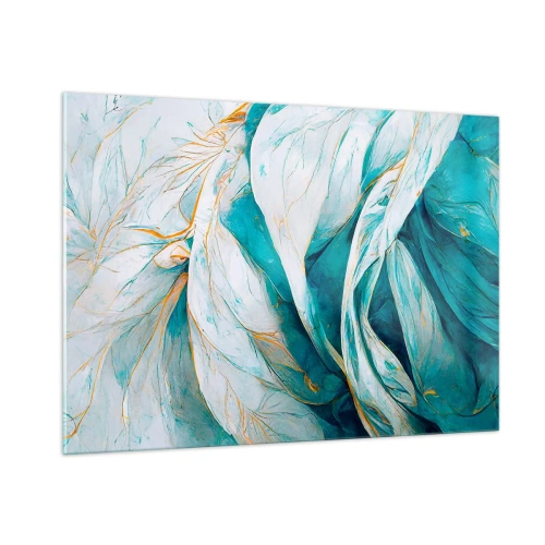 Glass picture - Blue Abstract with a Golden Motif - 100x70 cm