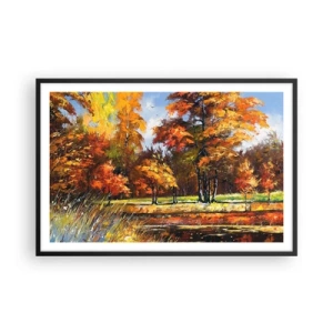 Poster in black frame - Landscape in Gold and Brown - 91x61 cm