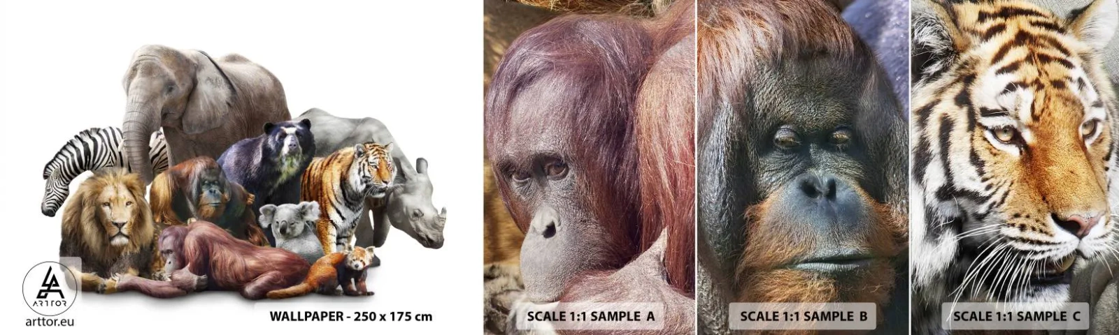 Photo Wallpaper Sample Self-Adhesive Deluxe Sticker - African Family Photo - Abstraction, Animals, Africa's Big Five - 100x30 cm