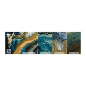 Photo Wallpaper Sample Premium Sand - Blue -Yellow - Mutal Influences - Abstraction, Piece, Graphics - 100x30 cm