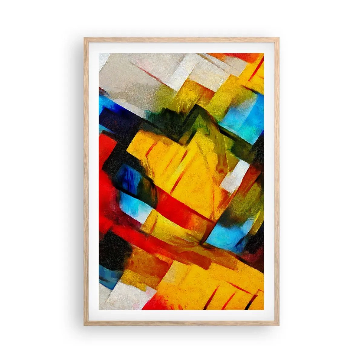Poster in light oak frame - Colourful Quilt - 61x91 cm