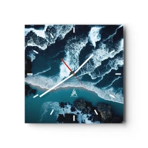 Wall clock - Clock on glass - Envelopped by Waves - 30x30 cm