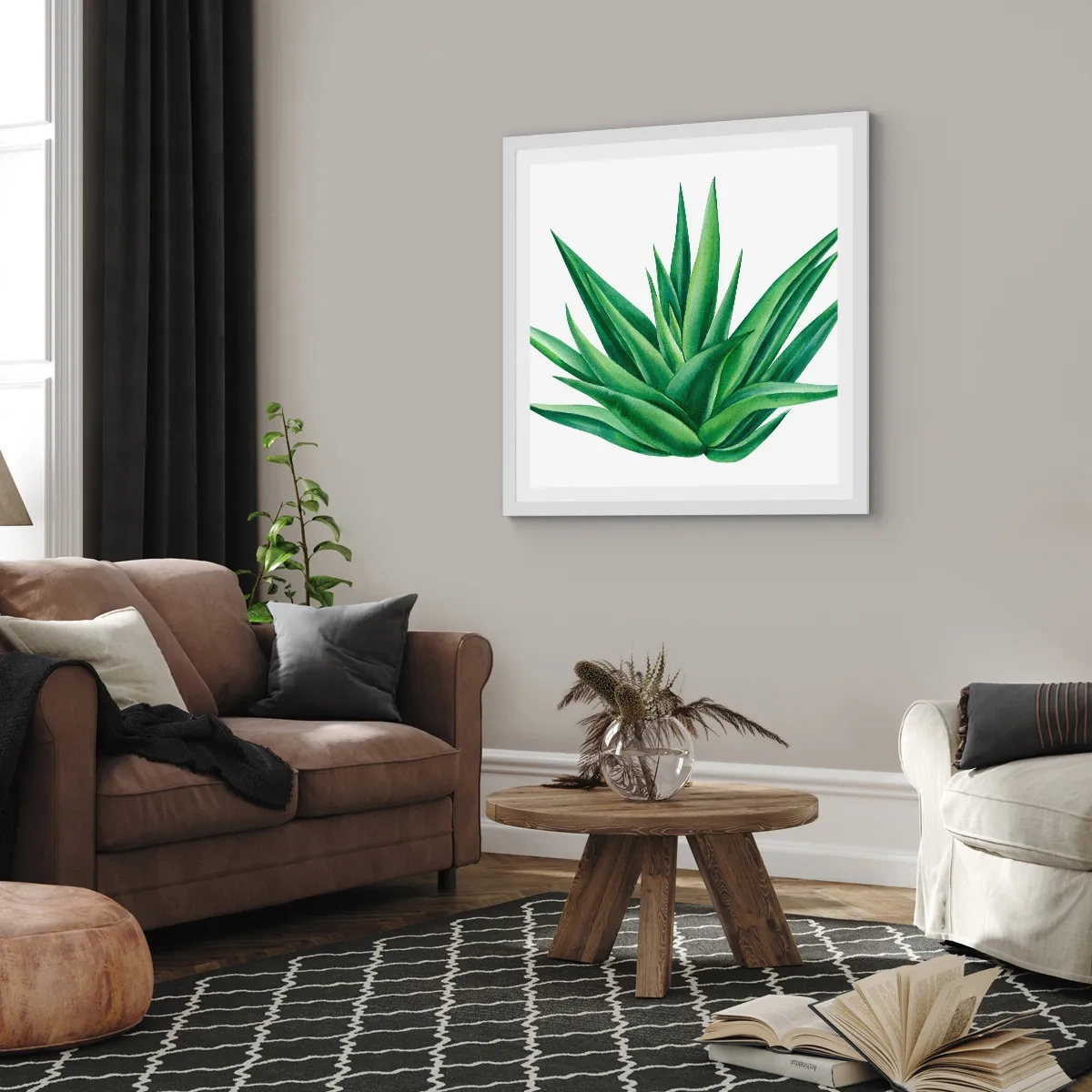 Poster in white frmae - Green - Power - Life - 40x40 cm