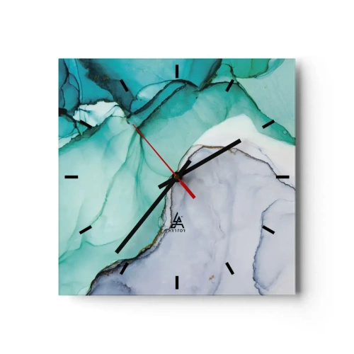 Wall clock - Clock on glass - Study in Turquoise - 30x30 cm