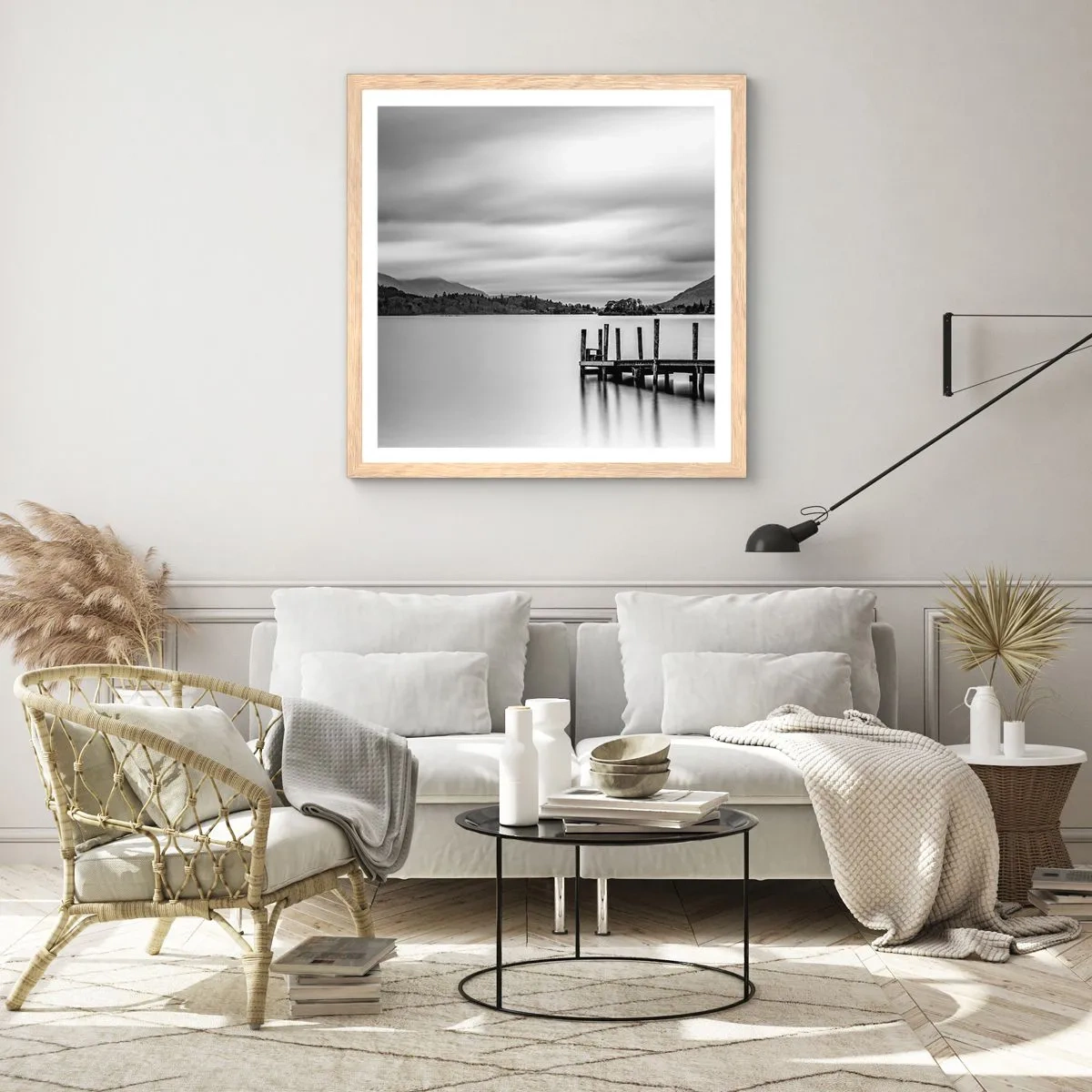 Poster in light oak frame - Tranquility and Power - 30x30 cm
