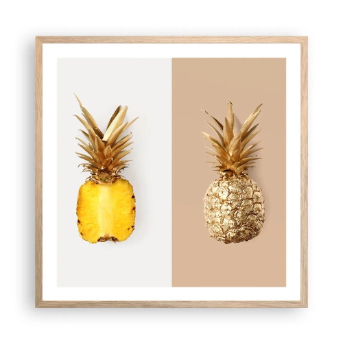 Poster in light oak frame - Pineapple for Us - 60x60 cm