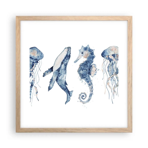Poster in light oak frame - Sea Quirks - 40x40 cm