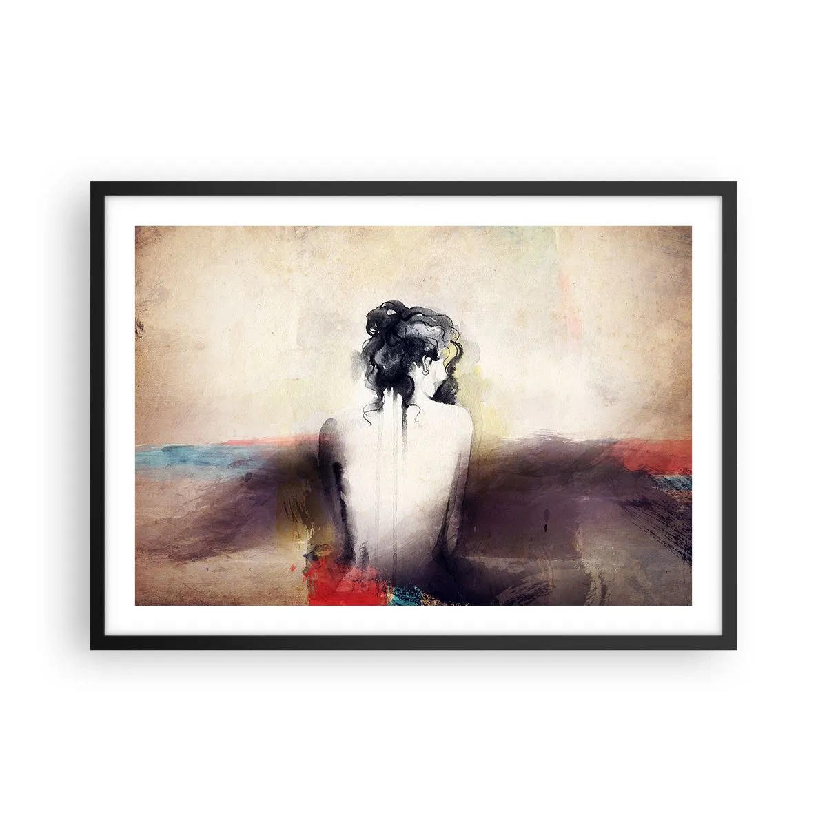 Poster in black frame - Gentle Lines, Oval Shapes - 70x50 cm