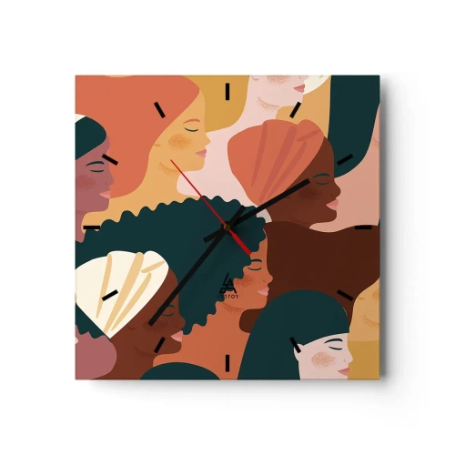 Wall clock - Clock on glass - Pure Womanhood - 30x30 cm