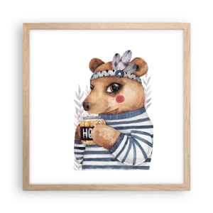 Poster in light oak frame - Sweet Lady Bear - 40x40 cm