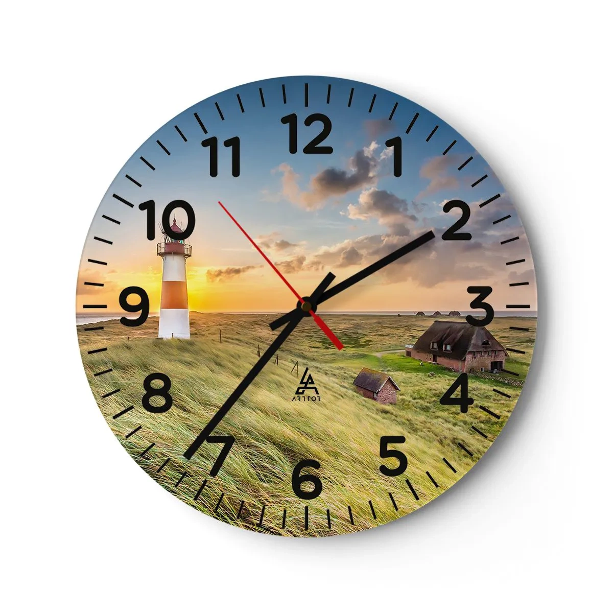 Wall clock - Clock on glass - Between Waves - 30x30 cm