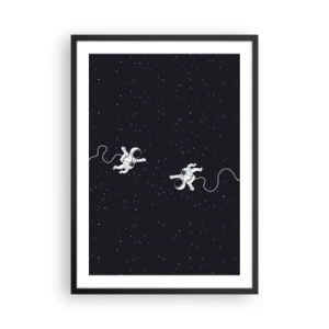 Poster in black frame - Two astronauts floating in space - 50x70cm - Space Dance - Modern wall decoration for the living room and bedroom ARTTOR