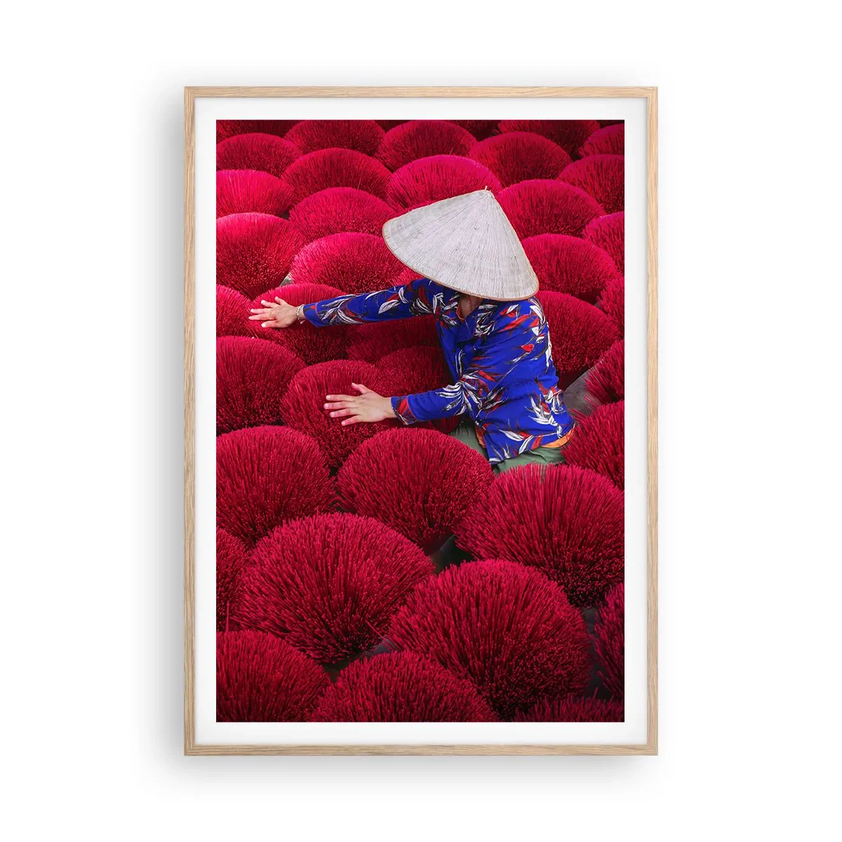 Poster in light oak frame - In the Rice Field  - 70x100 cm