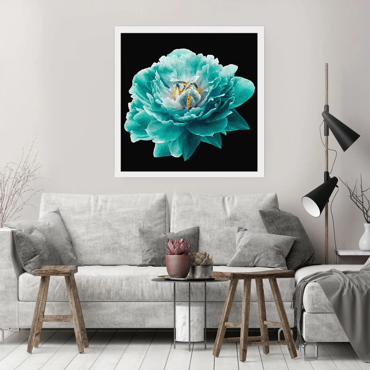 Poster - Blue and Gold Petals - 30x30 cm