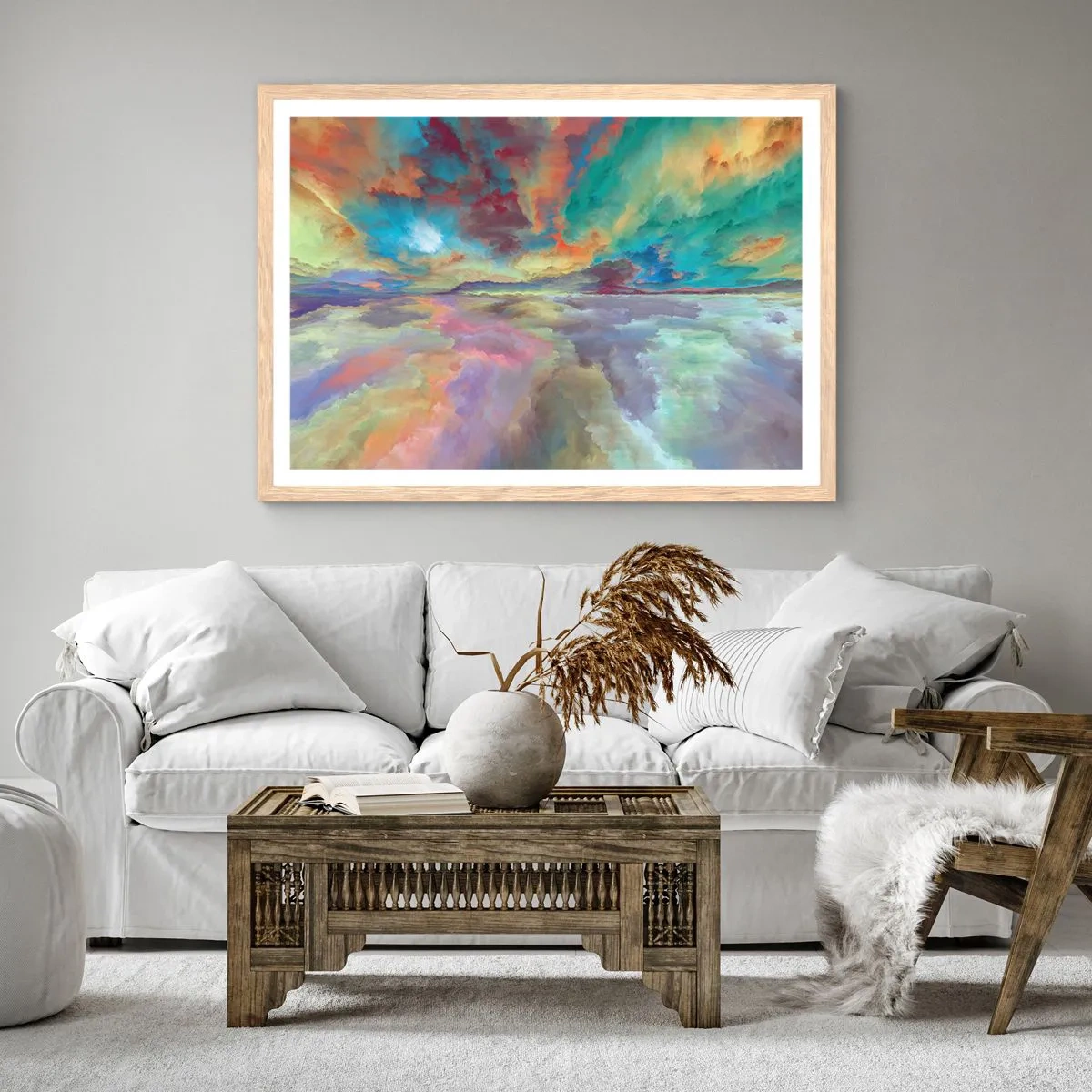 Poster in light oak frame - Two Skies - 70x50 cm