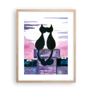 Poster in light oak frame - Rendezvous under the Moon - 40x50 cm