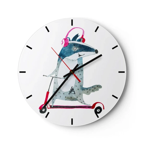 Wall clock - Clock on glass - Joys of a Badger - 40x40 cm