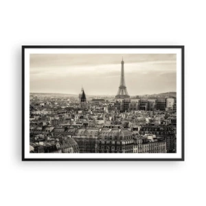 Poster in black frame - Over the Roofs of Paris - 100x70 cm
