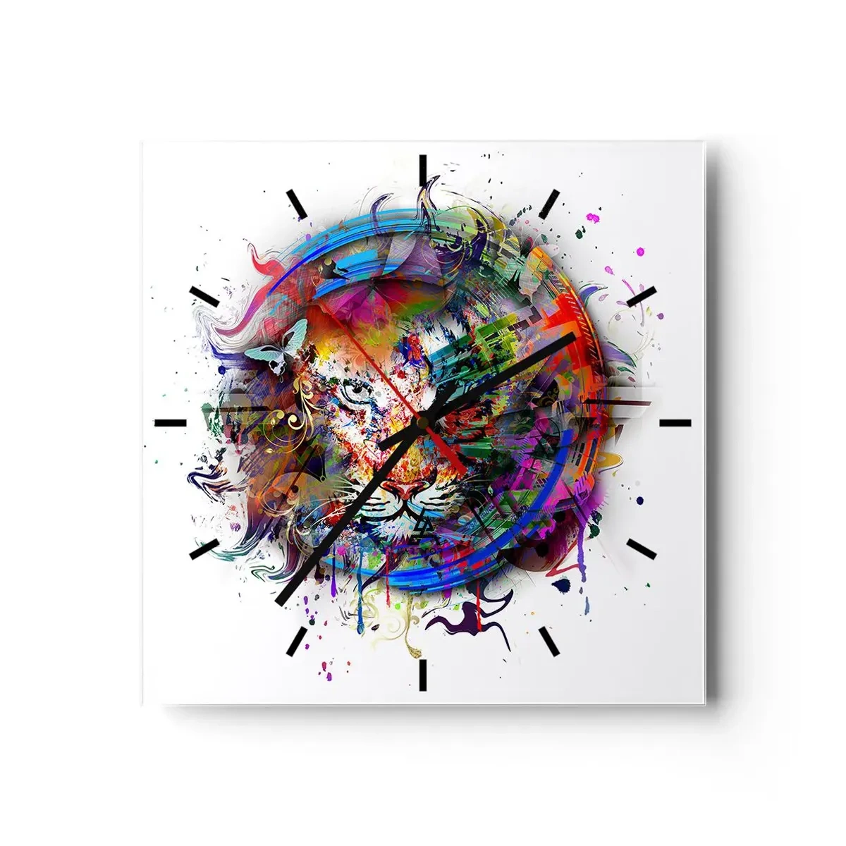 Wall clock - Clock on glass - Behind Rainbow Curtain - 30x30 cm