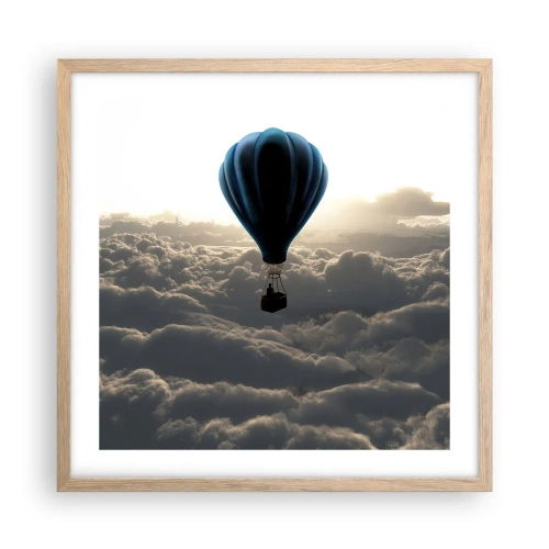 Poster in light oak frame - Wanderer above Clouds - 50x50 cm