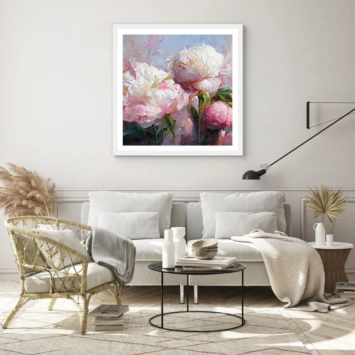 Poster in white frmae - Bouquet Bubbling with Life - 60x60 cm