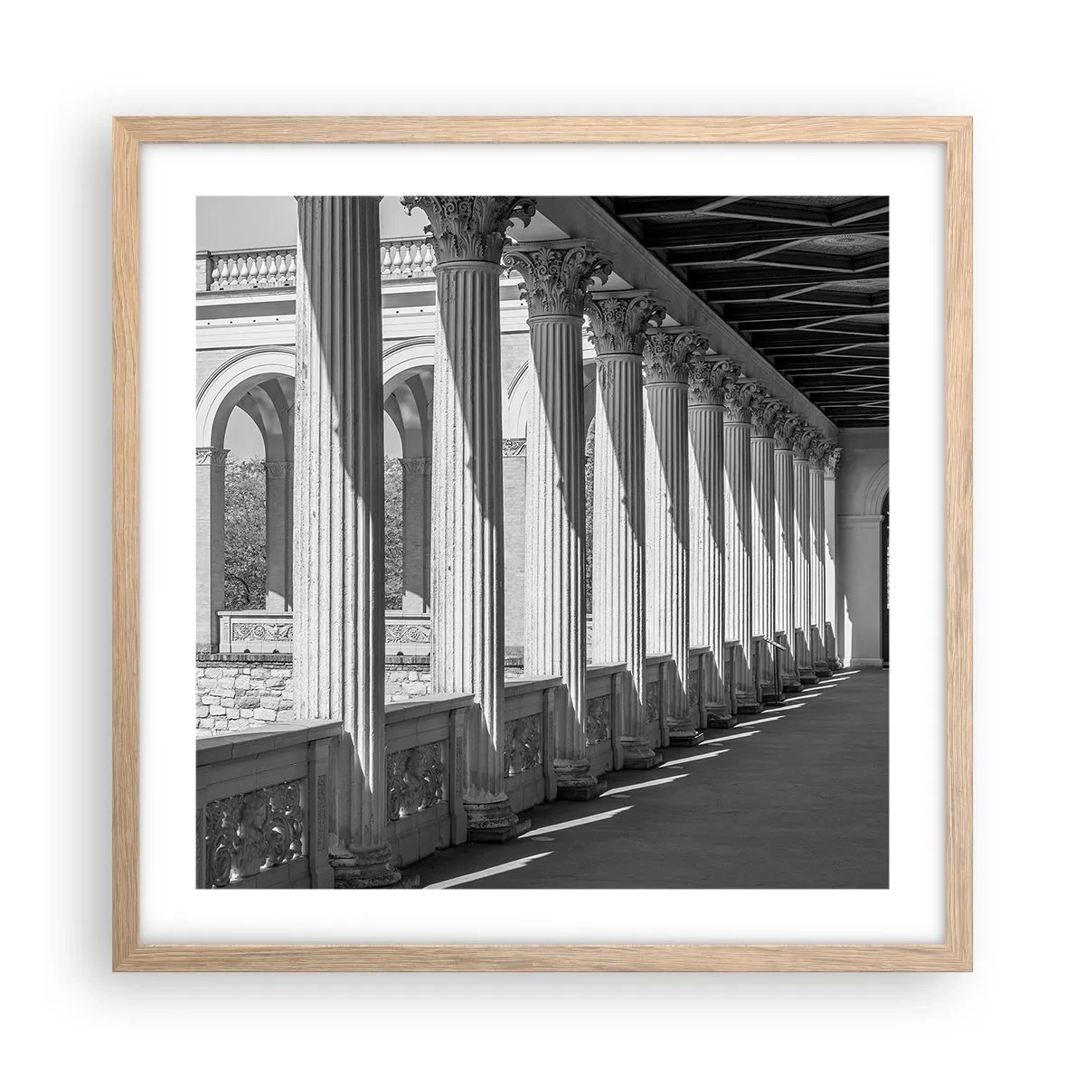 Poster in light oak frame - Sunny Arcade - 50x50 cm