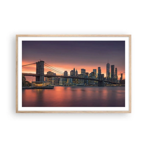 Poster in light oak frame - Submerged in Lilac Silence - 91x61 cm