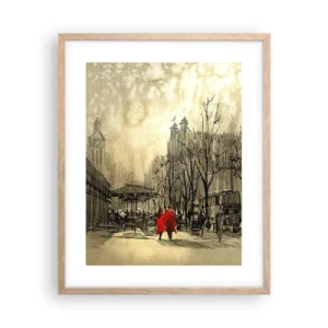 Poster in light oak frame - A Date in London Fog - 40x50 cm